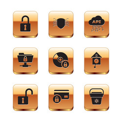 set open padlock credit card with cd or dvd vector image
