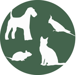 Silhouettes of pets in a round frame vector