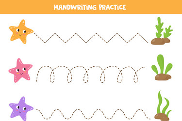 Trace lines between starfish and algae vector