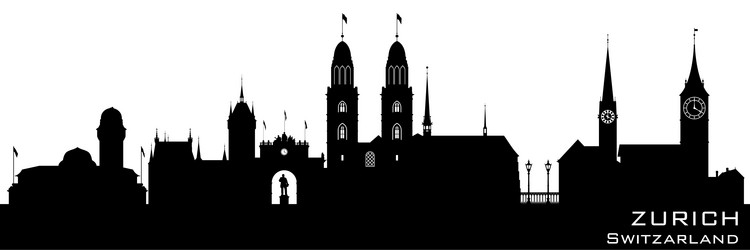 Zurich Switzerland Skyline Silhouette Vector Image