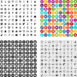 100 mobile app icons set variant vector image