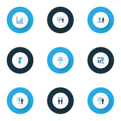 board icons colored set with project statistics vector image