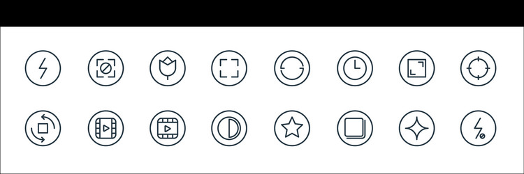 Camera line icons linear set quality vector