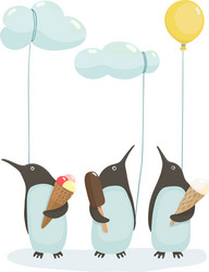 Cute Penguins with Ice Cream Vector Image
