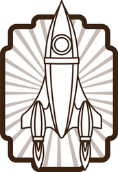 frame with rocket taking off icon vector image