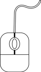 mouse of computer cartoons in black and white vector image