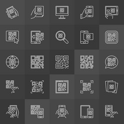 Qr code outline icons - set of scan codes vector