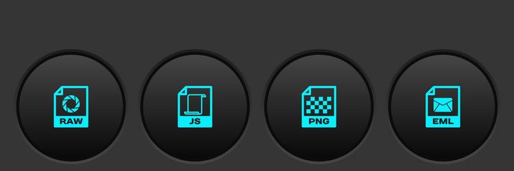 set raw file document js png and eml icon vector image