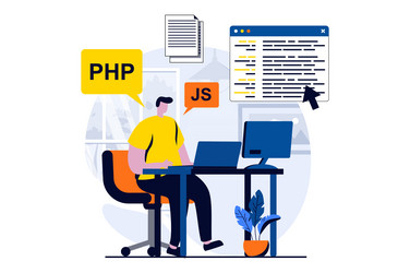software development concept with people scene vector image