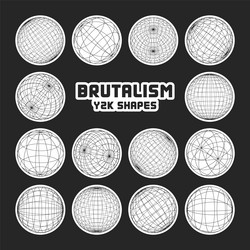 wireframe shapes lined sphere perspective mesh vector image