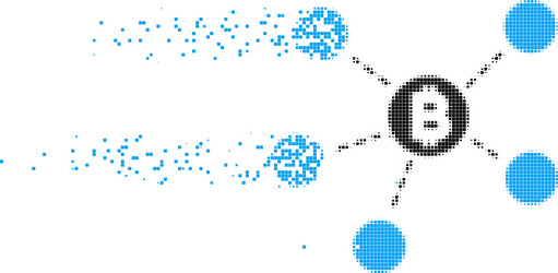 Bitcoin net structure destructed pixel icon vector