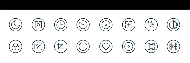 camera line icons linear set quality vector image