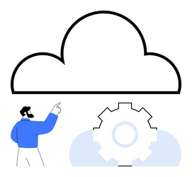 man pointing at cloud with a gear symbol vector image
