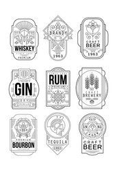Retro Alcohol Labels - Emblem Set Vector Image