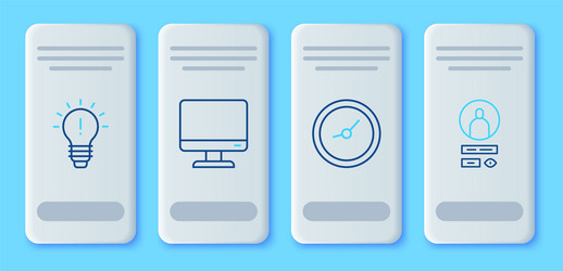 set line computer monitor screen clock light bulb vector image