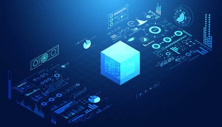 abstract cube blockchain technology ui futuristic vector image