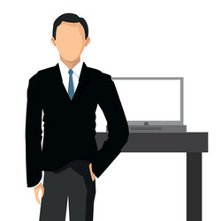 Businessman with office related items vector