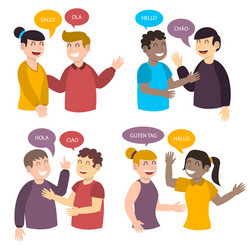 Young people talking in different languages vector