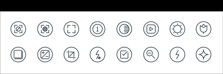 Camera line icons linear set quality vector