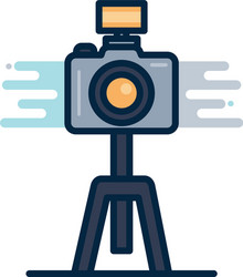 camera over tripod line fill block style icon vector image