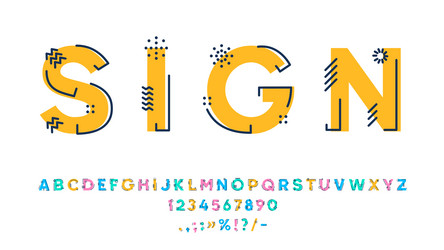 outline geometric font or typeface line alphabet vector image