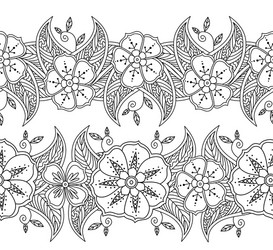 set of two seamless pattern floral borders vector