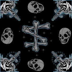 Skull & Bones Floral Tattoo Vector Image