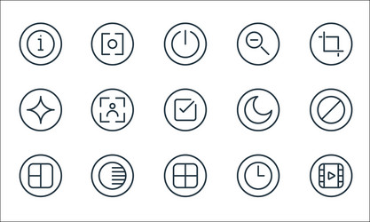 Camera line icons linear set quality vector