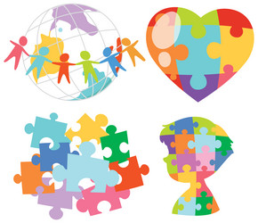 jigsaw puzzle colourful in different forms vector image