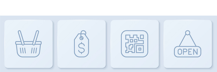 set line shopping basket qr code price tag vector image