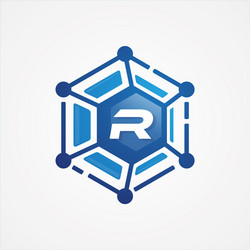 technology design orbit shape hexagon vector image