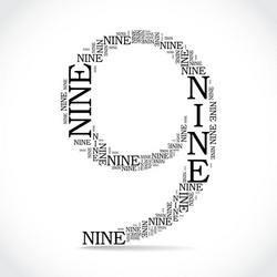 Text-Based Number Nine vector image