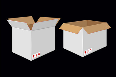 Cardboard open white box side view package design vector