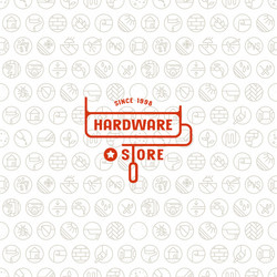 Seamless pattern and emblem for hardware store vector