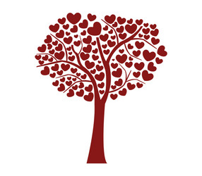 tree icon with hearts in on white background vector image
