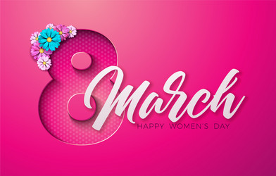 8 march happy womens day floral greeting card vector