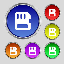 compact memory card icon sign round symbol vector image
