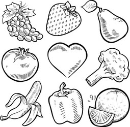 doodle healthy food vector