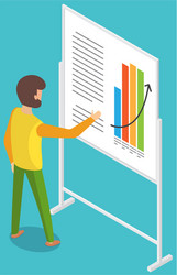 Man studies demand indicators on presentation vector