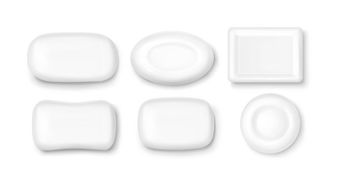 soap bar 3d collection with different shapes vector image