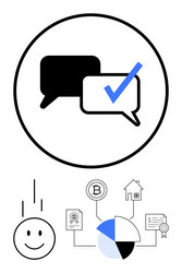 communication decision-making and data flow vector image