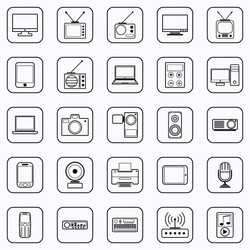 Electronic contour icons vector