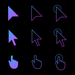 mouse cursor icon set arrow and hand in modern vector