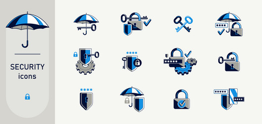 password access shield and padlock with key vector image