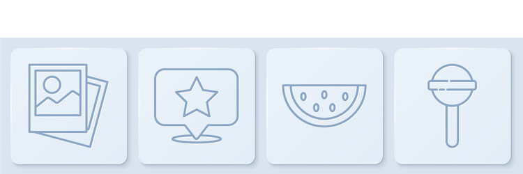 set line photo watermelon map pointer with star vector image
