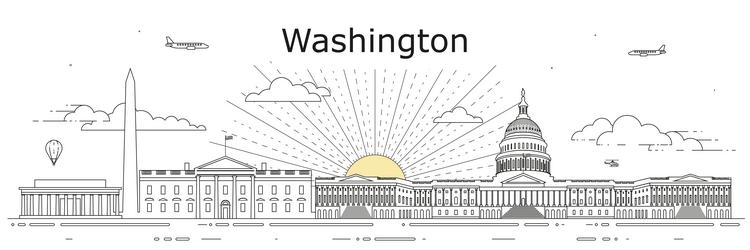 Washington D.C. Skyline Line Art Vector Image