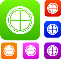 white round window set color collection vector image