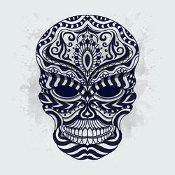 black and white stylized skull entangle Vector Image