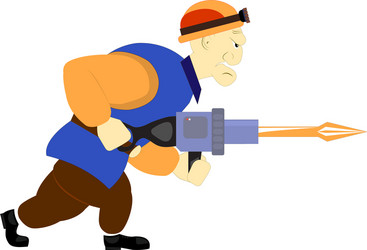 Miner builder worker with air hammer cartoon vector