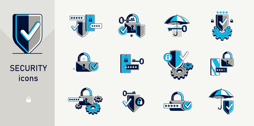 password access shield and padlock with key vector image
